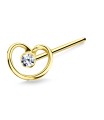 Stony Heart Shaped Silver Straight Nose Stud NSKA-735